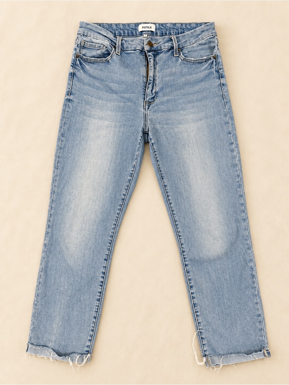 Pistola Light Wash Cropped Raw Hem Jeans Size 31